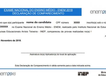 Enem 2018: ‘declaração de comparecimento’ deve ser impressa pelos candidatos