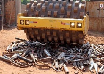 Mais de 130 escapamentos de motos apreendidos por uso ilegal são destruídos em Juruti