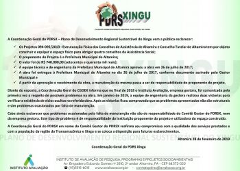 Nota de esclarecimento do PDRSX em relação a estruturação dos Conselhos em Altamira