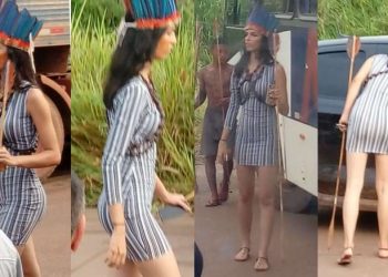 Durante protesto, indígena chama atenção e recebe ataques na internet.