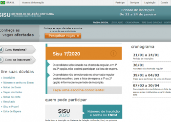 MEC divulgou o calendário da 1ª edição do SiSU, ProUni e do Fies de 2020