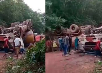 Caminhão de grande porte tomba e mata uma pessoa em estrada que dá acesso a Itaituba