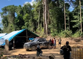 Imagem mostra ação da força estadual que fechou dois garimpos clandestinos em Itaituba (imagem meramente ilustrativa) (Divulgação/Ascom Semas)