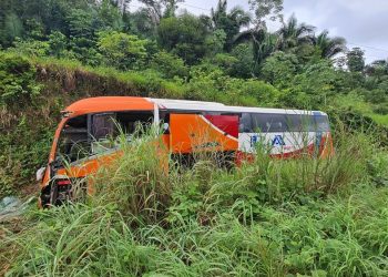 Ônibus que ia do Pará ao Piauí sai da pista e desce ribanceira na BR-230