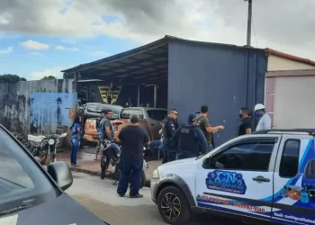 Polícias Civil e Militar no lava jato do empresário preso por furto de energia em Terra Santa, no Pará — Foto: Reprodução/Redes sociais