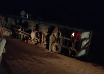 Caminhão carregado com gado tomba no centro de Brasil Novo, no sudoeste do Pará