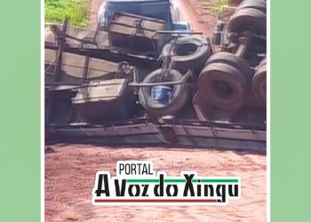 Urgente: Carreta tomba próximo a cidade de Medicilândia; tráfego está interrompido na BR-230