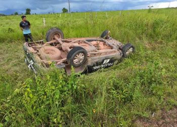 Viatura da PC capota e sai da estrada próximo ao município de Ourém