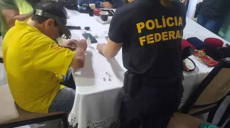 Equipes da PF analisam materiais apreendidos nas fases da Operação Q.I. no Pará — Foto: Polícia Federal/Divulgação