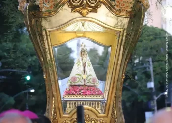 Círio de Nazaré 2022: imagem de Nossa Senhora na berlinda — Foto: Ascom Basílica Santuário de Nazaré
