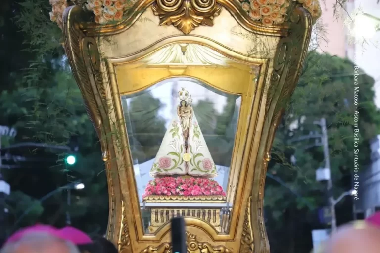 Círio de Nazaré 2022: imagem de Nossa Senhora na berlinda — Foto: Ascom Basílica Santuário de Nazaré