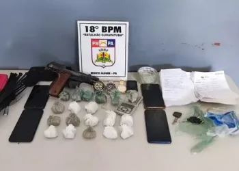 Operação Esvazia quartel prende duas pessoas e apreende drogas e arma em Monte Alegre (Divulgação/PM)