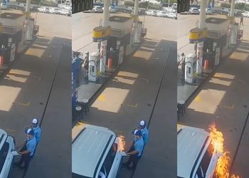 Frentista acende isqueiro enquanto abastece e incendeia carro no Pará