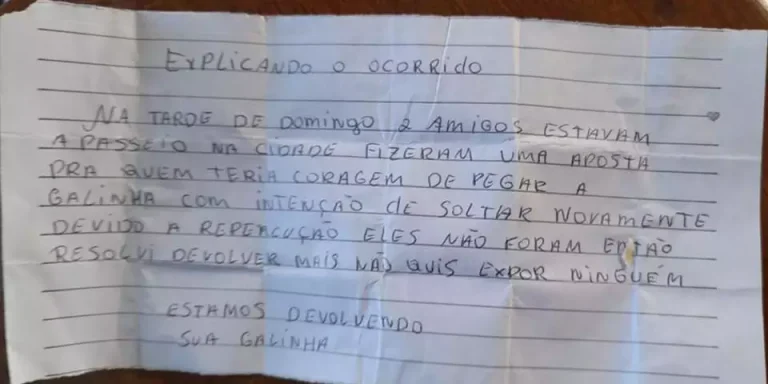 Chama atenção a estrutura do texto do bilhete, que tem até título, justificando o furto, que teria ocorrido no último domingo (Reprodução/]Redes Sociais)