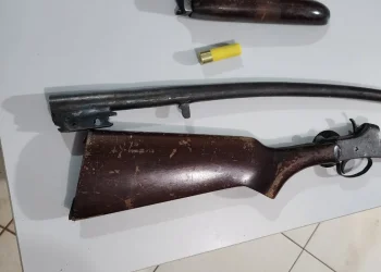 Espingarda foi encontrada na residência do suspeito. — Foto: Ascom PMPA