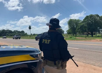 Agente da Polícia Rodoviária Federal (PRF) durante fiscalização. — Foto: Divulgação