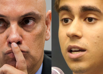 Ministro Alexandre de Moraes (à direita) e Nikolas Ferreira (à esquerda) (Marcelo Carmargo/Agência Brasil/Karoline Barreto/CMBH)