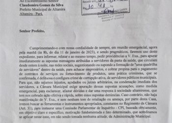 Câmara de Altamira pede afastamento de servidores da saúde para investigar as supostas cobranças de propina