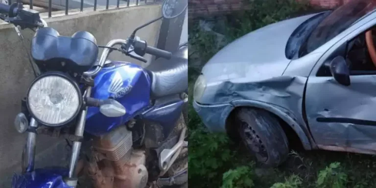 Testemunhas ajudaram a polícia a localizar o carro envolvido no acidente, abandonado pelo motorista em um terreno baldio (Divulgação)