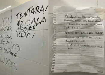 Ameaças de massacre deixadas no Colégio Estadual Paes de Carvalho, em Belém — Foto: PC/PA