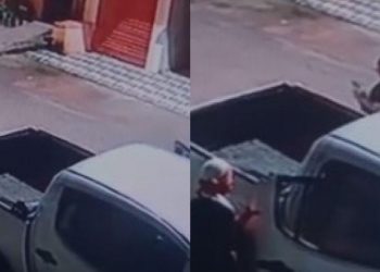 A vítima estava dentro de uma picape quando foi surpreendida pelos criminosos mascarados (Reprodução / Redes sociais)