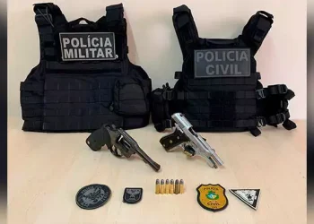 Armas e munições foram apreendidas na casa onde o suspeito estava (Divulgação / Correio de Carajás)