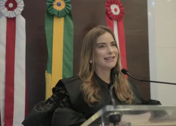 Daniela Barbalho toma posse como conselheira no TCE. — Foto: Reprodução / Ascom TCE-PA