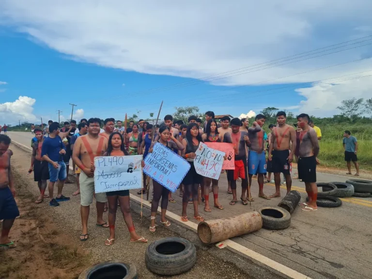 Indígenas protestam contra Marco Temporal no Pará. — Foto: Divulgação/PRF