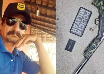 Indivíduo morreu após apontar arma para a polícia durante abordagem. (Reprodução / Redes sociais via Whatsapp)