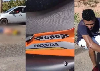 O Serviço de Atendimento Móvel de Urgência (Samu) foi acionado por populares para prestar socorro ao passageiro ferido (Reprodução / Redes Sociais)