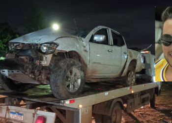 Andrew Jordan, no detalhe, e o estado do carro após o fatal acidente ocorrido em Santarém. Fotos: Reprodução e JC