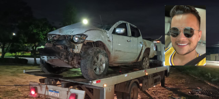 Andrew Jordan, no detalhe, e o estado do carro após o fatal acidente ocorrido em Santarém. Fotos: Reprodução e JC