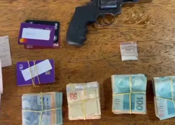 Dinheiro e arma foram apreendidos pela PF durante operação no Pará — Foto: PF/Divulgação