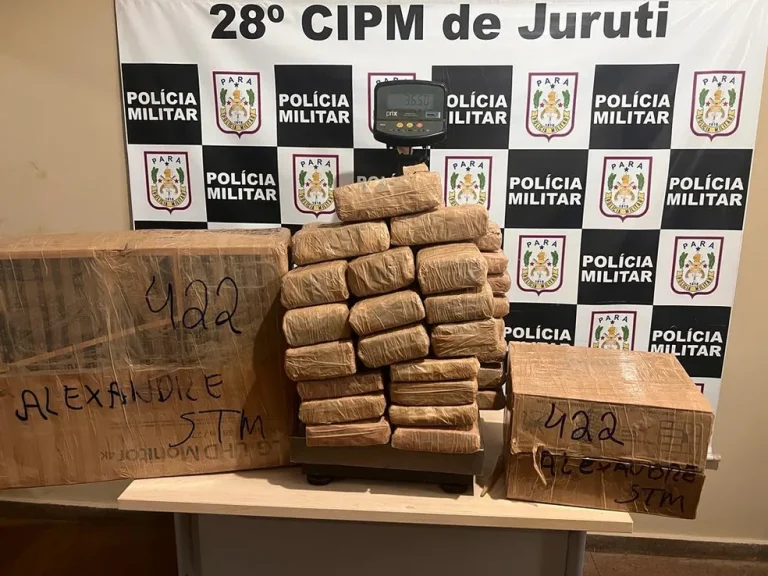 Carga de droga apreendida pela Polícia Militar, em Juruti — Foto: Divulgação/28º CIPM