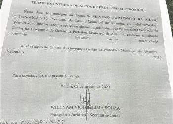 Ofício encaminhado pelo TCM a Câmara Municipal de Altamira