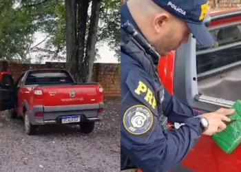 PRF apreende um pacote contendo aproximadamente 1,07 kg de substância análoga a pasta base de cocaína (Divulgação PRF)