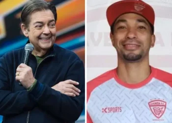 Faustão à direita e Fabio Cordeiro, seu doador, à esquerda