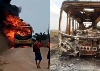 Ônibus escolar pega fogo enquanto transportava alunos em Anapu, no Pará