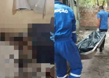 Polícia Científica removeu o corpo da mulher. (Reprodução / Portal Giro)