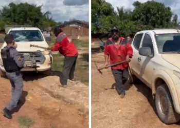 Suspeito de crime ambiental ‘surta’ durante apreensão e destrói carros da Sema em MT