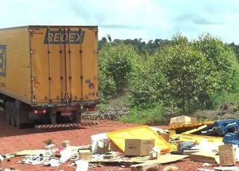 Caminhão alvo de criminosos no Pará. — Foto: Divulgação