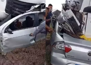O condutor do carro morreu no acidente. (Reprodução / Redes sociais)