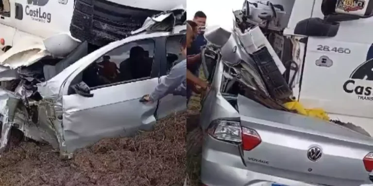 O condutor do carro morreu no acidente. (Reprodução / Redes sociais)