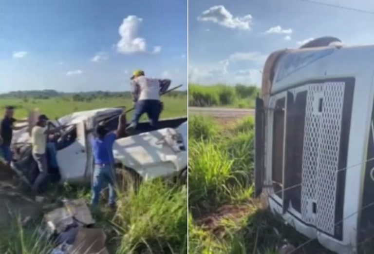 Acidente entre viatura da Funai e caminhão deixou feridos e bois mortos no Pará — Foto: TV Liberal/Reprodução