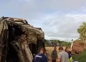 Acidente entre três carretas deixa duas pessoas feridas na BR-163, no Pará
