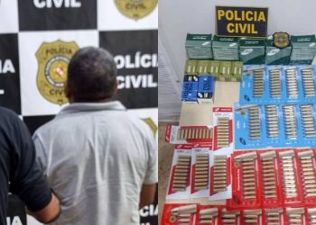 Homem foi preso em flagrante. Munições também foram apreendidas. — Foto: Ascom PC-PA