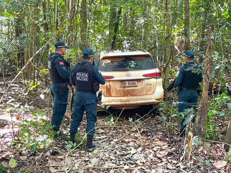 O veículo foi encontrado por moradores abandonado em área de mata — Foto: Reprodução