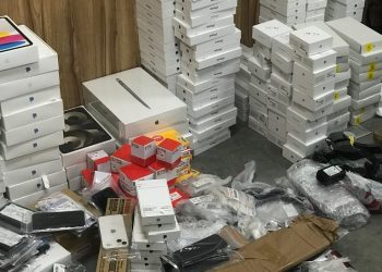 PF apreendeu eletrônicos importados irregularmente dos EUAs no aeroporto de Belém — Foto: PF/Reprodução