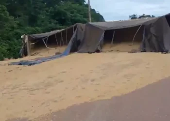 Trabalhadores morrem em colisão entre carreta e micro-ônibus, na BR-163