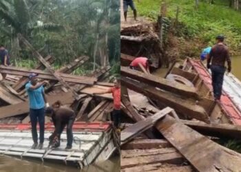Ponte desaba com caminhão, no Pará